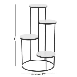 Kirklands Home Planters|Round Black and White Marble 4-Tier Plant Stand