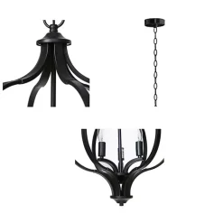 Kirklands Home Chandeliers & Pendant Lighting|Round Iron Ornate Pendant Light Black