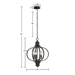 Kirklands Home Chandeliers & Pendant Lighting|Round Iron Ornate Pendant Light Black
