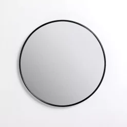 Kirklands Home Framed Mirrors|Round Black Nouveau Linear Wall Mirror, 20 in.