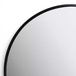 Kirklands Home Framed Mirrors|Round Black Nouveau Linear Wall Mirror, 38 in.