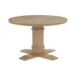 Kirklands Home Dining Tables|Round Brown Wood Pedestal Base Dining Table