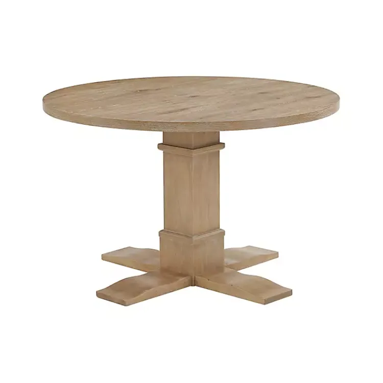 Kirklands Home Dining Tables|Round Brown Wood Pedestal Base Dining Table