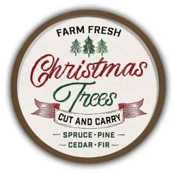 Sale Round Farm Fresh Christmas Tree Wall Plaque Christmas Art & Wall Decor