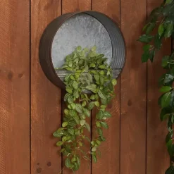 Kirklands Home Planters|Round Galvanized Metal Hanging Planter Silver