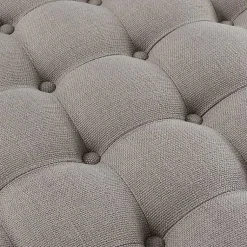 Kirklands Home Benches & Ottomans|Round Cepheus Tufted Ottoman Gray