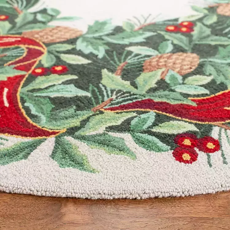 Outlet Round Ivory Vintage Poster Hooked Accent Rug Christmas Decorations