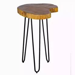 Kirklands Home Accent & End Tables|Round Natural Live Edge Hairpin Legs Accent Table