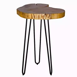Kirklands Home Accent & End Tables|Round Natural Live Edge Hairpin Legs Accent Table