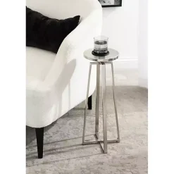 Kirklands Home Accent & End Tables|Round Zia Metal Accent Table Silver