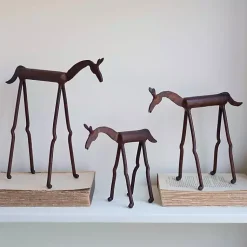 Rust Forged Iron Horse Figurines, Set of 3 Statues & Figurines