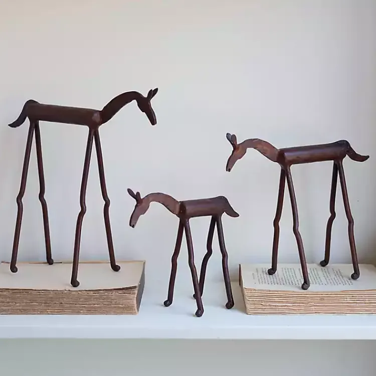 Rust Forged Iron Horse Figurines, Set of 3 Statues & Figurines