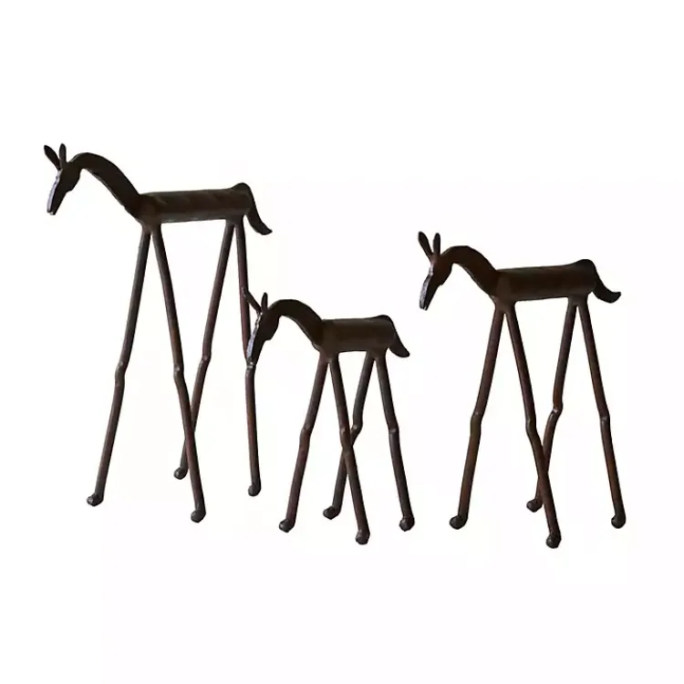Rust Forged Iron Horse Figurines, Set of 3 Statues & Figurines