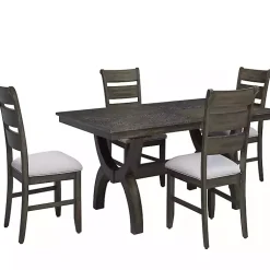 Kirklands Home Dining Chairs|Rustic Brown Slat Back Dining Chairs, Set of 2 Gray