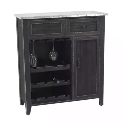 Kirklands Home Cabinets & Sideboards|Rustic Galvanized Top Wine Cabinet Black