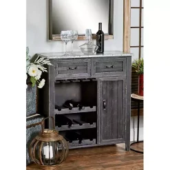 Kirklands Home Cabinets & Sideboards|Rustic Galvanized Top Wine Cabinet Black