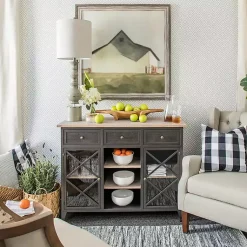 Kirklands Home Buffet Lamps|Rustic Gray Balustrade Buffet Lamp White