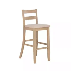 Kirklands Home Bar Stools & Counter Height Stools|Rustic Graywash Wood Upholstered Bar Stool Brown