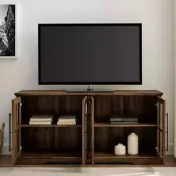 Kirklands Home Tv Stands & Media Consoles|Rustic Oak Window 4-Door TV Stand Brown