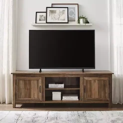 Kirklands Home Tv Stands & Media Consoles|Rustic Oak Wood Grooved Door TV Stand Brown