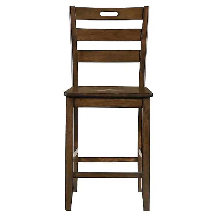 Kirklands Home Bar Stools & Counter Height Stools|Rustic Oak Wood Quinby Counter Stools, Set of 2 Brown