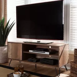 Kirklands Home Tv Stands & Media Consoles|Rustic Oak Wood TV Stand Brown