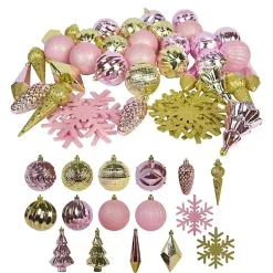 Sale Rustic Pink & Gold 40-pc. Christmas Ornament Set Christmas Ornaments