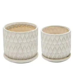 Kirklands Home Planters|Rustic Tan Teardrop 2-pc. Outdoor Planter Set