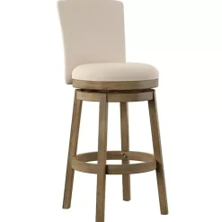 Kirklands Home Bar Stools & Counter Height Stools|Rustic Taupe Upholstered Swivel Bar Stool Tan