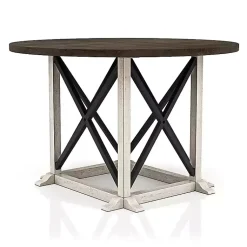 Kirklands Home Dining Tables|Rustic White & Oak Wood Round Dining Table Brown