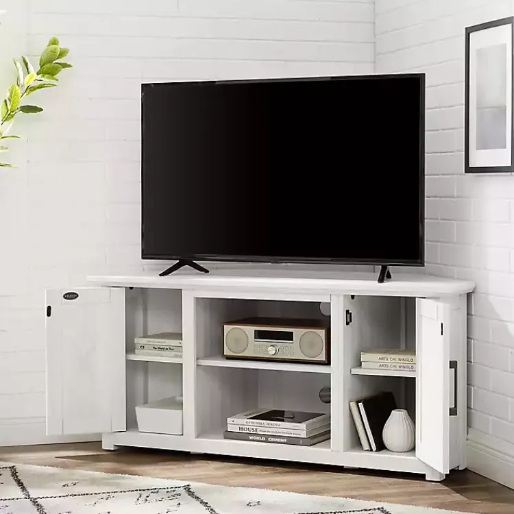 Kirklands Home Tv Stands & Media Consoles|Rustic White Katy-Corner TV Stand