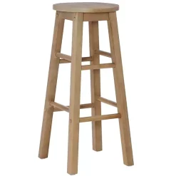 Kirklands Home Bar Stools & Counter Height Stools|Rustic Wood Pub Classic Backless Bar Stool Tan
