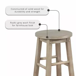 Kirklands Home Bar Stools & Counter Height Stools|Rustic Wood Pub Classic Backless Bar Stool Tan