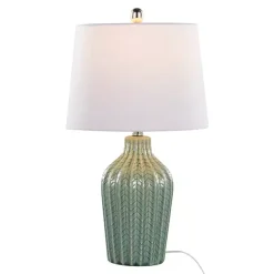 Kirklands Home Table Lamps|Sage Ceramic Chevron Table Lamps, Set of 2 White