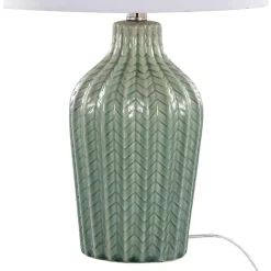 Kirklands Home Table Lamps|Sage Ceramic Chevron Table Lamps, Set of 2 White