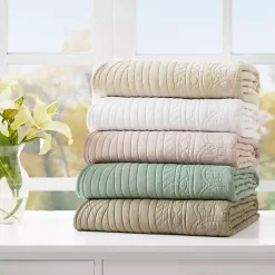 Hot Sage Oversized Quilted Scalloped Edge Throw Blankets & Throws