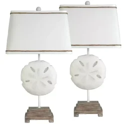 Kirklands Home Table Lamps|Sand Dollar Table Lamps, Set of 2 White
