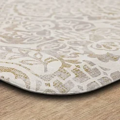 Kirklands Home Kitchen & Floor Mats|Sandy Beige Damask Nouveau Kitchen Mat