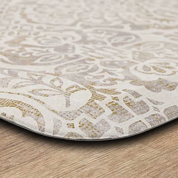 Kirklands Home Kitchen & Floor Mats|Sandy Beige Damask Nouveau Kitchen Mat
