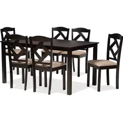 Kirklands Home Dining Tables|Sandy Beige Diamond Back 7-pc. Dining Set