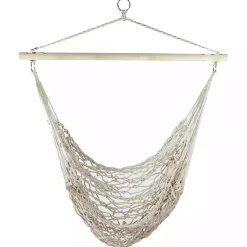 Kirklands Home Outdoor Seating|Sandy Coastal Macrame Hanging Hammock White