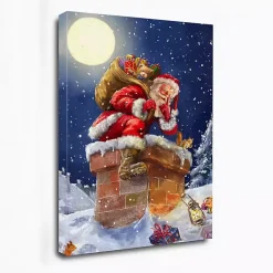 Outlet Santa at Chimney with Moon Canvas Art Print Christmas Art & Wall Decor