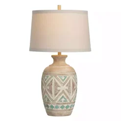 Kirklands Home Table Lamps|Santa Fe Carved Motif Table Lamp Tan