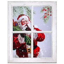 Santa in Window Acrylic Framed Art Print Christmas Art & Wall Decor
