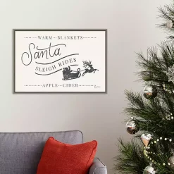 Outlet Santa Sleigh Rides Gray Framed Canvas Art Print Christmas Art & Wall Decor