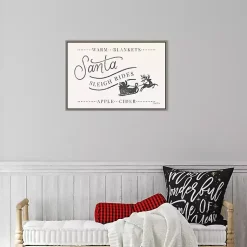 Outlet Santa Sleigh Rides Gray Framed Canvas Art Print Christmas Art & Wall Decor