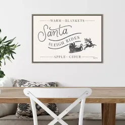 Outlet Santa Sleigh Rides Gray Framed Canvas Art Print Christmas Art & Wall Decor