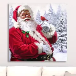 Outlet Santa with Cardinal Canvas Art Print Christmas Art & Wall Decor