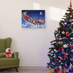 Santa's Flying Sleigh Canvas Art Print Christmas Art & Wall Decor