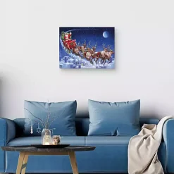 Santa's Flying Sleigh Canvas Art Print Christmas Art & Wall Decor